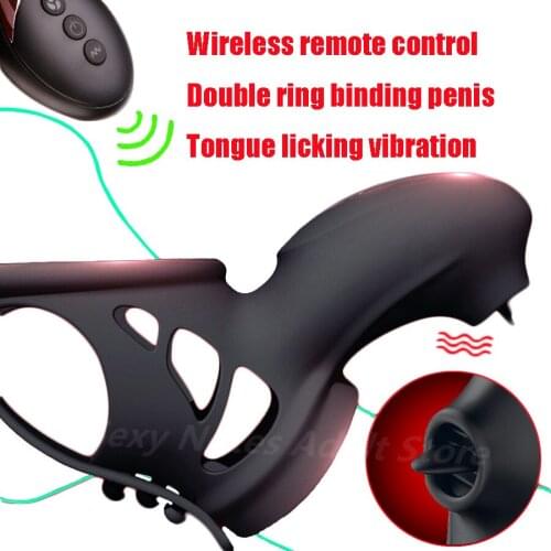 New Penis Vibrating Double Ring Silicone Male Vibrator Cock Delayed Ejaculation Rings Clitoral Stimulator Sex Toys For Couples