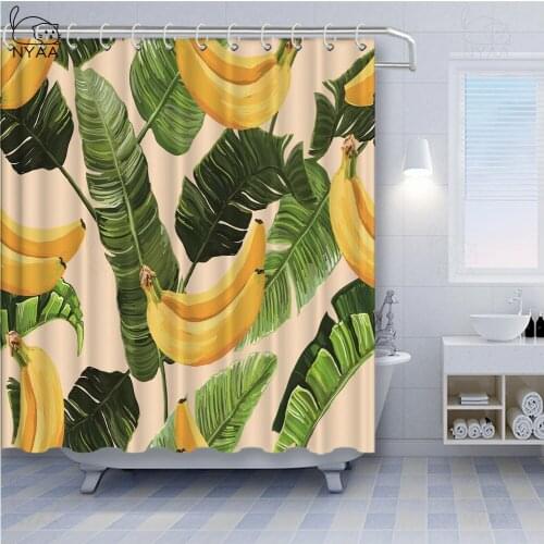 NYAA Fashion Exotic Leaf Shower Curtains For Bathroom Polyester Banana Shower Curtain Printing Curtain Flowers Shower Curtains
