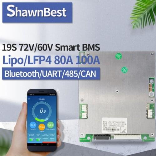 Bms protection board 19s 72v common port 80a 100a uart 485 can Tri-serial port communication Smart bluetooth APP PCM