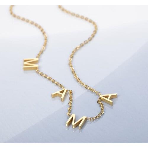 Mothers Day Gift For Mom Grandmother Stainless Steel MAMA Necklaces For Women Charm Letters Choker Jewelry Bijoux Collier Femme