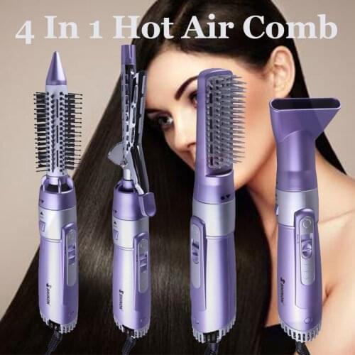 4 In 1 Professional Hair Dryer Electric Hair Curling Multi-functional Air Comb Curler Combs Home Salon Hair Styling Tools