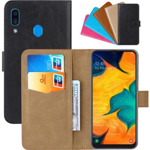 Luxury Wallet Case For Samsung Galaxy A30 PU Leather Retro Flip Cover Magnetic Fashion Cases Strap