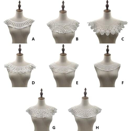 Detachable False Collar Embroidery Neck Ruff Mini Cape Polyester Covering Collar for Women Girls Elegant Style