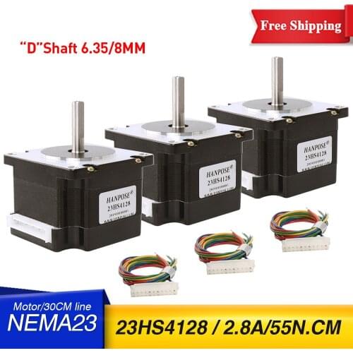 3pcs Nema23 stepper motor 41mm 2.8A 0.55NM 4-wire 23HS4128 For 3D Printer Monitor Equipment 24V stepper motor