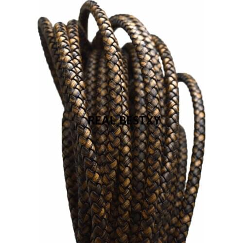 5m/lot approx 6mm Retro Brown Round Flat Genuine Cow Leather Cords String Rope for DIY Bracelet Jewelry Making Findings cords