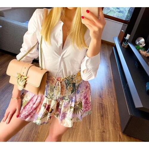 XEASY 2021 New Summer Women Beach Style Vintage Flower Print Pants Female Fashion Casual Elastic High Waist Chic Shorts