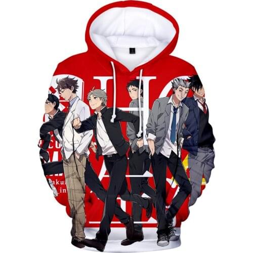 Anime Haikyuu Cosplay Costume Shiratorizawa Academy Volleyball Club Ushijima Wakatoshi Tendo Satori Unisex 3D Hoodies Sweatshirt