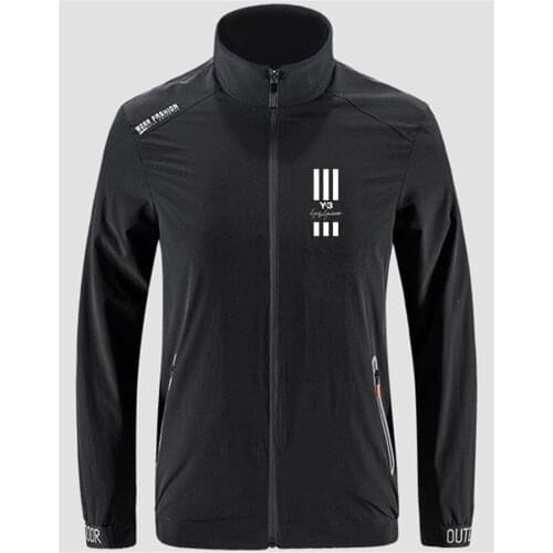 Yohji Yamamoto 3y Stripe Slim Sport Street Windbreaker Zipper Thin Jacket Mens Casual Front Printing Jacket Asian Size