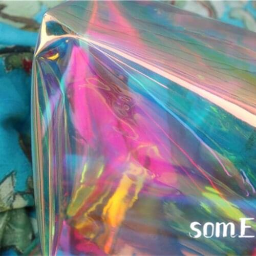 0.4mm Iridescent TPU Fabric Laser PVC Rainbow Fluorescent Waterproof DIY Coat Bags Clothes Art Decor Plastic Designer Fabric