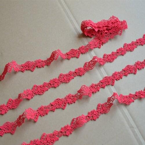 15Yards High Quality Red Hollow 2cm Wide Venise Wedding Lace Trim Embroidered For Lingerie DIY Crafts Material Undergarment Trim