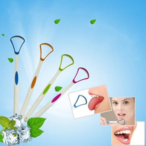 2018 Fashion Tongue Cleaner Bad Breath New Hot Away Hand Scraper Brush Silica Handle Oral Hygiene Dental Care Cleaning