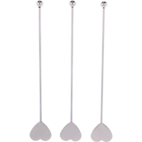 3pcs Stainless Steel Coffee Beverage Stirrers Cocktail Drink Swizzle Stick