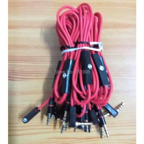 300pcs/lot 3.5mm Male to Male stereo audio AUX cable with Mic and pause controller for headphone headsets
