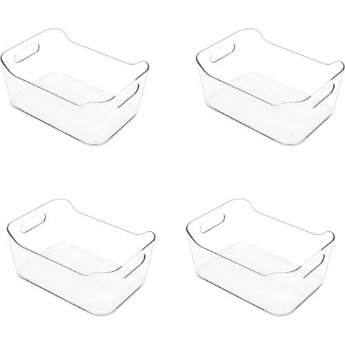 4Pcs Refrigerator Organizer With Handle For Fridge, Freezer, Cabinet, Kitchen Pantry Organization And Storage