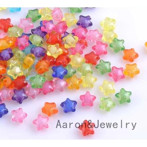 50pcs 12mm High Quality Mixed Star Square Acrylic Loose Spacer Beads For jewelry making YKL0364