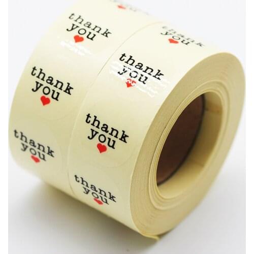 500pcs/Roll Natural Kraft "Thank You With Love"Stickers Gift Box Paper Sticker For Wedding Decoration Party Decoration Stickers
