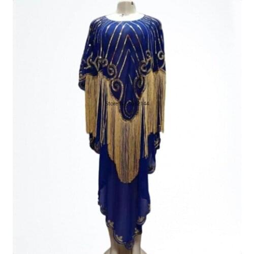 African Dresses For Women Ladies Lace Tassel Dashiki Dress Bazin Riche Traditional Clothes Headtie 2021 Attire Robe Africaine