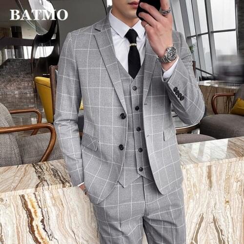 Batmo 2021 new arrival high quality Single Breasted slim casual suits men,mens wedding dress,plus-size M-4XL SJT812