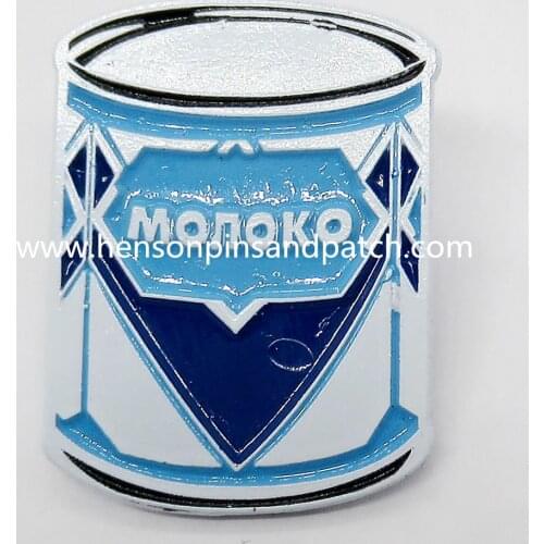 China supplier white metal soft enamel Russia bottle pin badge