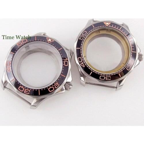 41mm Sapphire Watch Case For NH35/NH36 Miyota 8215 821A ETA 2836 DG 2813 Movement Rotating Bezel Ceramic Insert Glass Case Back
