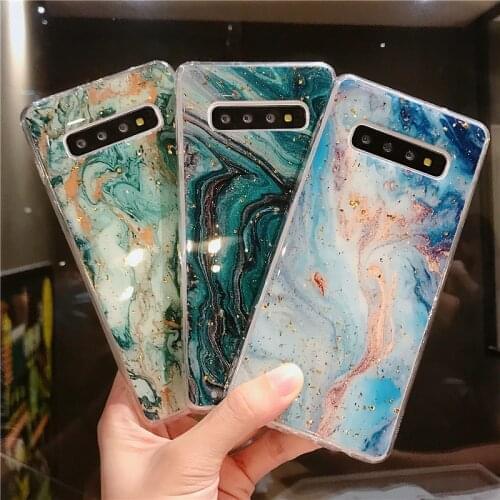 Phone Case For Samsung S10E S10 Plus S20 SF Luxury Bling Gold Foil Marble Glitter Shockproof Soft TPU For Note 10pro 20Ultra A71