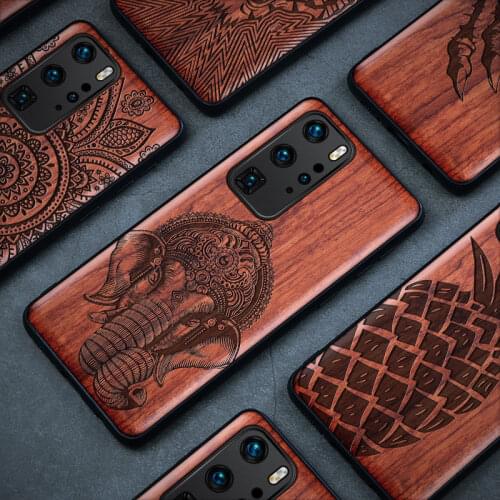 Carveit 3D Carved Real Wood Cases For Shockproof Huawei P40 Pro Soft-Edge Cover Concise Phone Accessories Camera Protective Hull