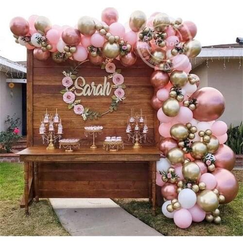 152pcs Pink Balloon Chrome Gold Balloon Arch Garland Wedding Birthyday Party Baby Shower Background Decorations Globos Kids Toys