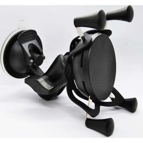 Car Windshield Mount Phone Grip Holder Suction Cup Mount Holder Kit with 6 CM Double Socket Arm for 4-6 inch Mobile Devices