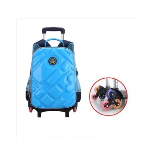 3D school trolley Bags with wheels wheeled school bag Kids Rolling Bag Childrens Travel Bag 6 wheels School Trolley Backpack