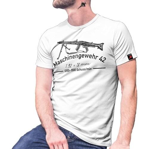 Wehrmacht Double Harrow Band Saw WWII German MG-42 Machine Gun T-Shirt. Summer Cotton O-Neck Short Sleeve Mens T Shirt New S-3XL