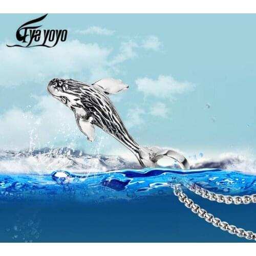 EyeYoYo Whale Pendant Fish Nautical Charm Animal Necklaces Jewelry New Design Animal Fashion Men Necklace Two Size Pendant