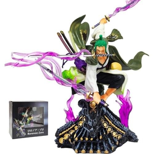 Anime Figure One Piece Trumpet Wano Country Sauron Roof Sauron Kimono Three Sword Style Model Decoration 20Cm PVC Action Figure