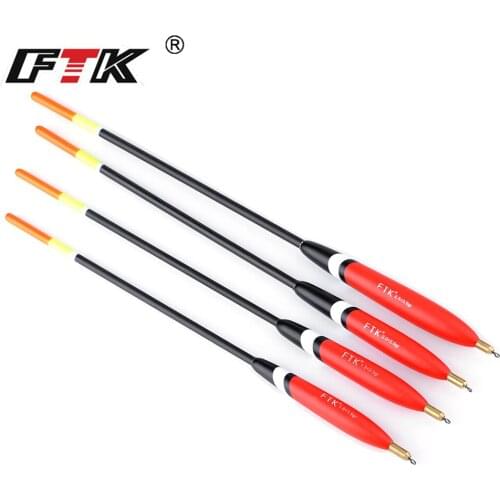 FTK 4pcs/Pack Fish Float Floating Stainless Steel Light Sensitive Smoothing With Barguzinsky Wood Material Long Tail