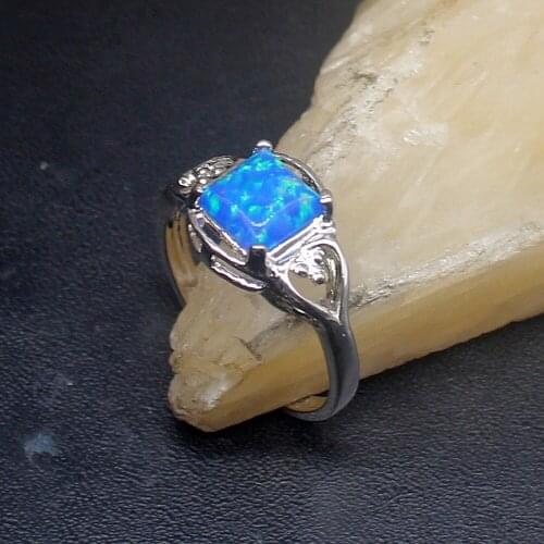 Gemstonefactory Jewelry Big Promotion Single Unique 925 Silver Blue Opal Rainbow Mystical Women Men Gifts Rings 8# 20213141