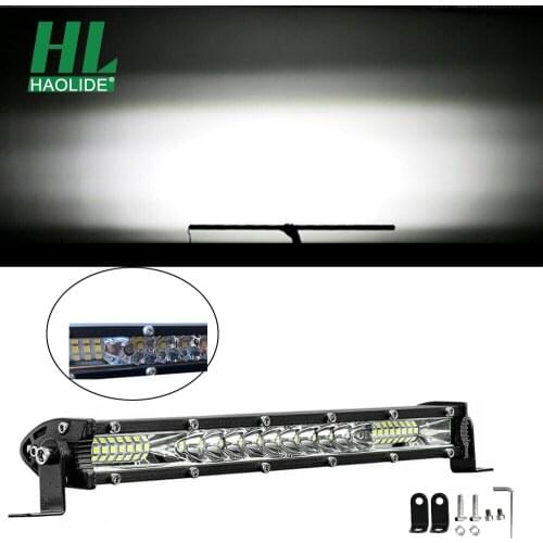 HAOLIDE Slim 12 22inch LED Work Light Bar Offroad Truck SUV Driving Thin Car Spot Flood Combo Motorcycle External