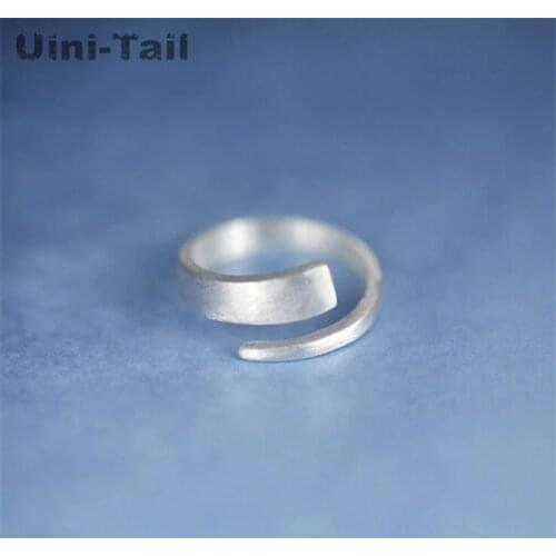 Uini-Tail hot new 925 sterling silver Korea simple fashion geometric opening ring tide temperament matte personality ring GN973