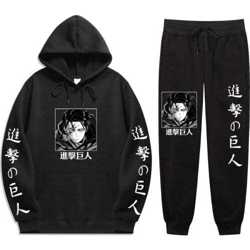 Anime Attack On Titan Printing 2 Pieces Sets Winter Sweatshirt+Drawstring Pants Hoodies hoodie sets Casual Streetwear