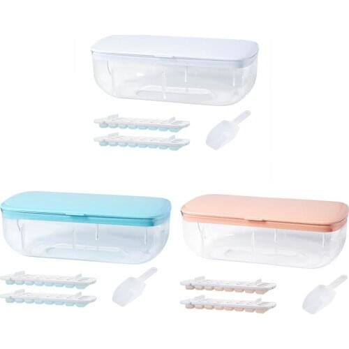 Ice Cube Trays Silicon Bottom Ice Cube Storage Container Box With Lid BPA-Free Home Square Ice Mold Makers For Cool Drinks Bar