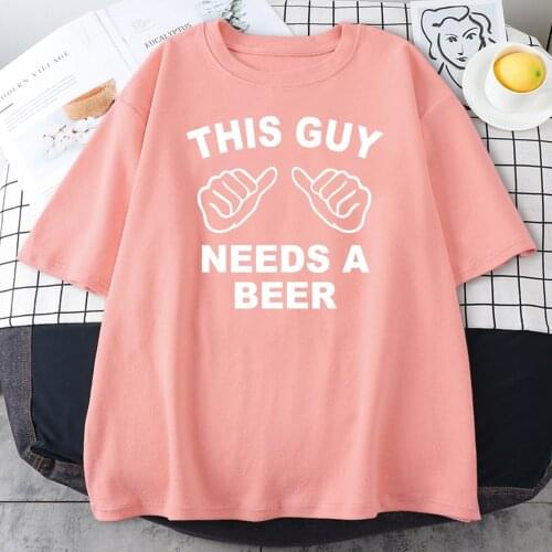 2021 Summer T Shirt Men Letter Print THIS GUY NEEDS A BEER Funny T Shirts brand-clothing mens Streetwear Hip Hop Top t-shirt