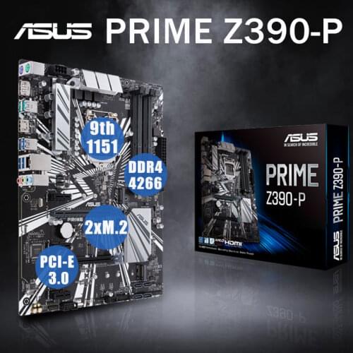 LGA 1151 8th 9th-Gen CPU ASUS PRIME Z390-P Motherboard DDR4 64Gb 4266MHz M.2 PCI-E 3.0 USB 3.0 Placa-mãe Desktop Intel Z390 New