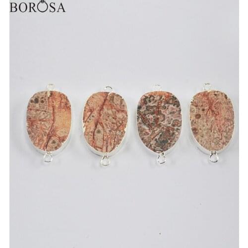 Fashion Leopard Skin Jaspers Stone Connector for Jewelry Making Gold Silver Color Gems Stones Pendant Beads for Necklace G1997