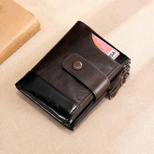 Hot Sale 100% Genuine Leather Men Wallet Small Coin Purse Mixed colors Design Male Wallets Retro Card Holder Bags