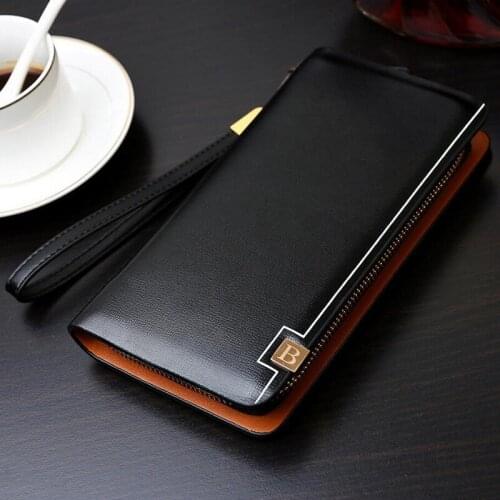 PU Wallet Mens Zipper Handbag Multi-Functional Gentleman Bag Mobile Phone Purse Spot Manufacturers Wholesale Black Business