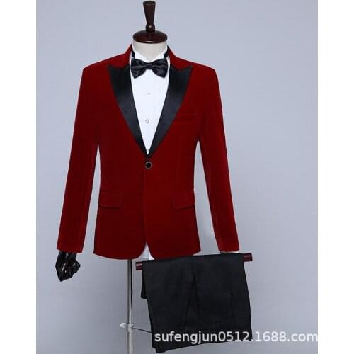 2021 Mens Closure Collar Color Matching Suit Host Western Singer Performance Suit Two Pieces
