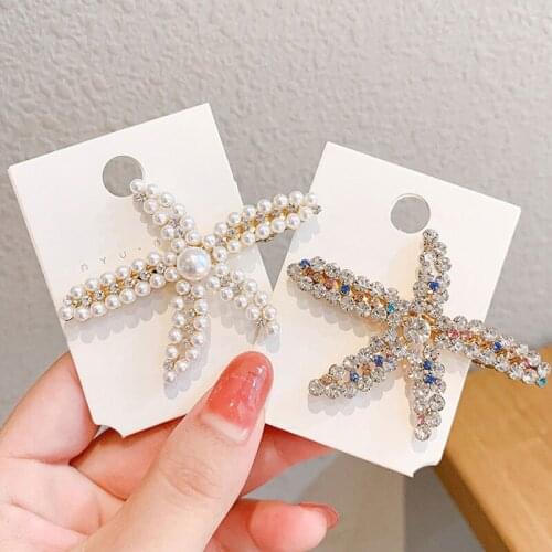 2020 New Fashion Starfish Hair Clip For Women Trendy Girl Acrylic Pearl Hair Berrettes Geometric Hair Accessories Hairgrip Gift