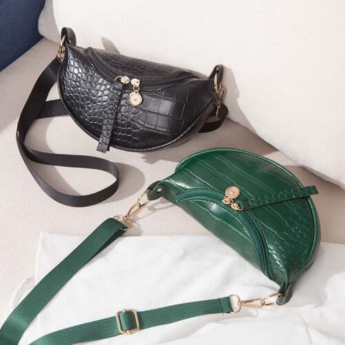 2021 New Fashion Chest Bag Crocodile Pattern Zipper Womens Shoulder PU Leather Trend Womens Bag Messenger Bag Luxury Handbags