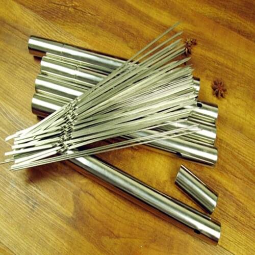 Stainless steel flat sign Outdoor barbecue needle mutton string sign satay sticks grill accessories tools 50pcs 35cm in length