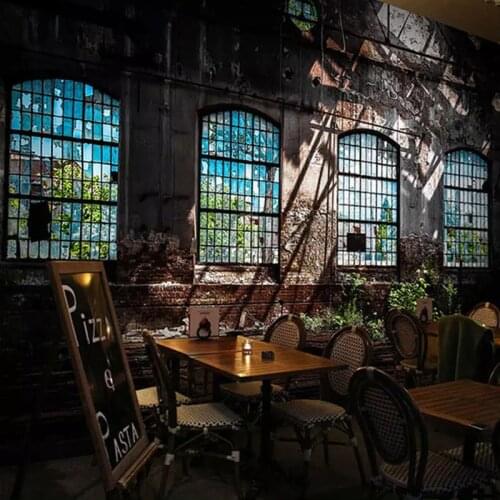 Custom 3D Photo Wallpaper Retro Industrial Wind Dilapidated Window Large Art Wall Painting Bar Restaurant Papier Peint Mural 3D
