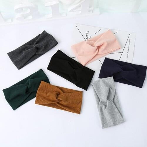 1pcs Woman Headband New Turban Solid Headbands Girls Makeup Fabric Elastic Hair Band Twisted Knotted Hair Accessories Headwrap