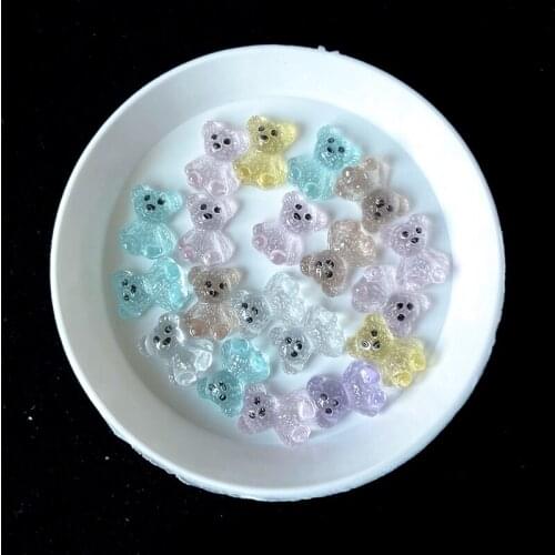 Transparent Cute Flat Back Little Bear Nail Art Rhinestones 8X10MM Three-Dimensional 30PCS/100PCS For DIY Manicure Decoration